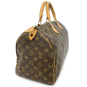 Louis Vuitton Speedy LV Handbag Bag Leather Brown All over Monogram